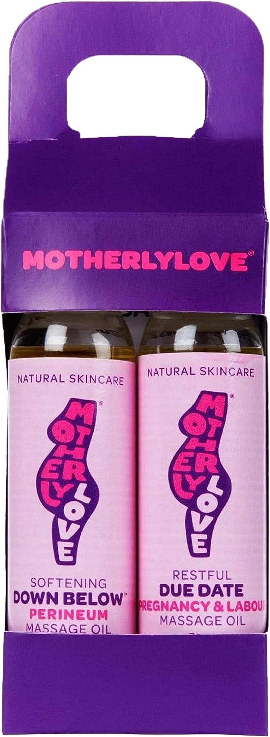 Motherlylove Duo Pack 2 x 30 ml Perineum Oil + Pregnancy/Labour Massage Oil - 100% Natural & Vegan Plant-Based Oils & Essential Oils