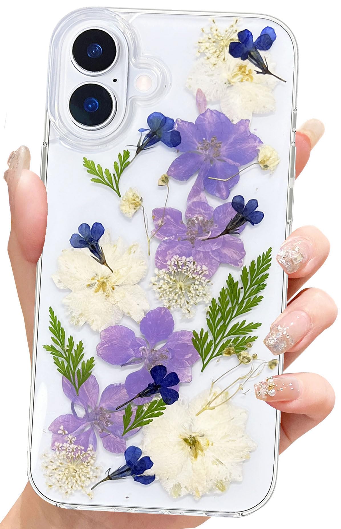 Abbery für iPhone 15 Hülle Blumen Muster Durchsichtig Mit Ge