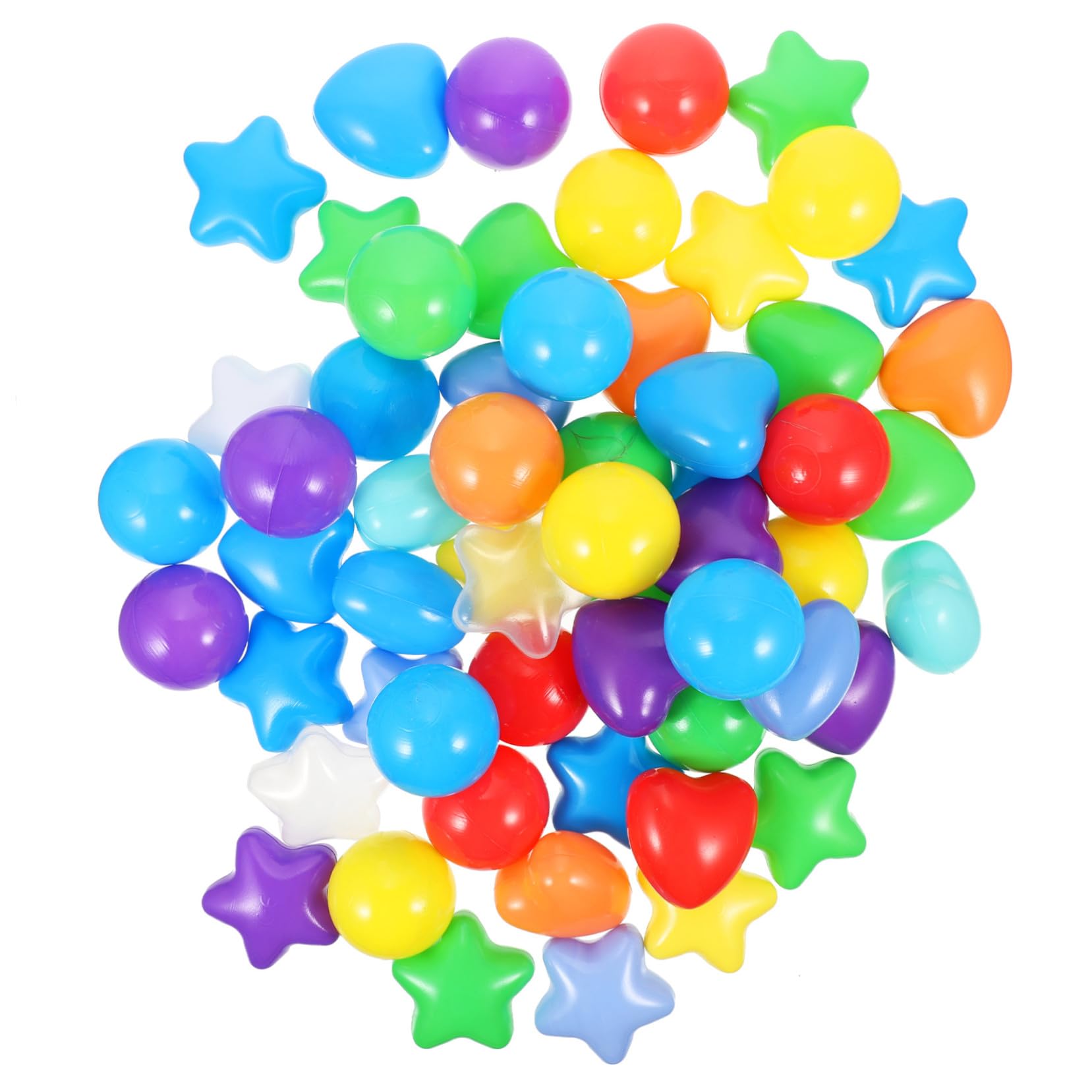 minkissy 150 Piezas de Bolas de Plástico en Forma de Corazón y Figura de Cinco Puntas para Niños, Promoviendo Actividad Física en Parque Recreativo y Piscina