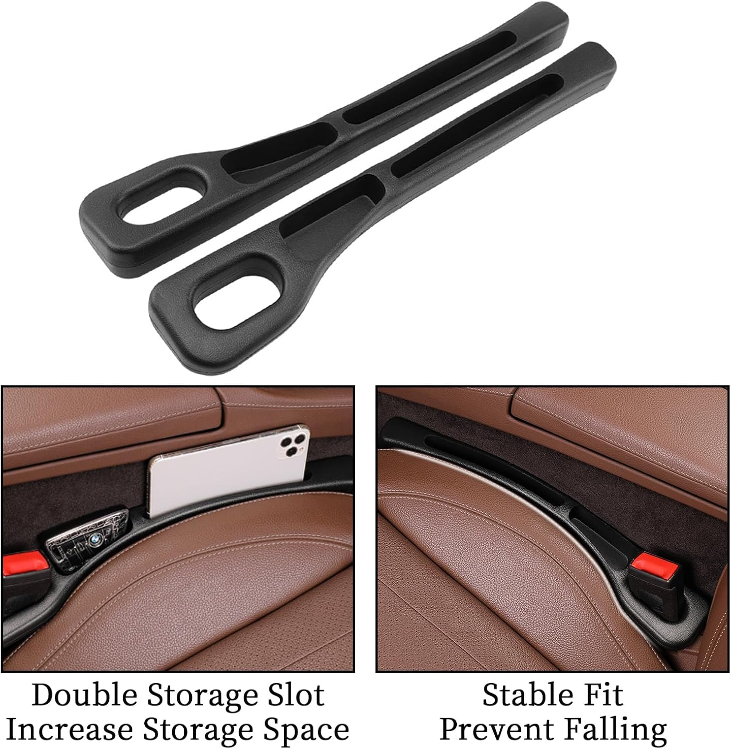 CarFrill 2Pcs Car Seat Gap Filler with 2 Storage Tank, Gap Stopper No Drop Seat Guard Car Seat Crevice Blocker Compatible with All Cars - Image 4 thumbnail