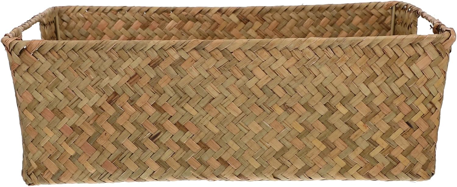 2pcs Wicker Basket White Bread Basket Lid Large Straw Woven Storage for Desktop Home Organization