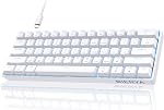 DIERYA 60% Clavier mécanique, DK61se Clavier de jeu filaire avec interrupteurs rouges, LED Ultra-Compact rétroéclairé 61 Clés Mini Clavier de bureau pour ordinateur portable Windows PC Gamer Typiste(Blanc)