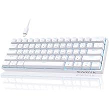 DIERYA 60% Mechanical Keyboard DK61se Wired Gaming Keyboard with Blue Switch LED Backlight Ultra Compact 61 Keys Mini Office Keyboard for Windows Laptop PC Gamer Typist White