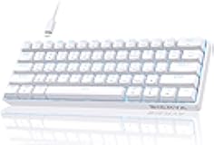 DIERYA 60% Mechanical Keyboard, DK61se Wired Gaming Keyboard with Red Switches, LED Backlit Ultra-Compact 61 Keys Mini Office Keyboard for Windows Laptop PC Gamer Typist（White）