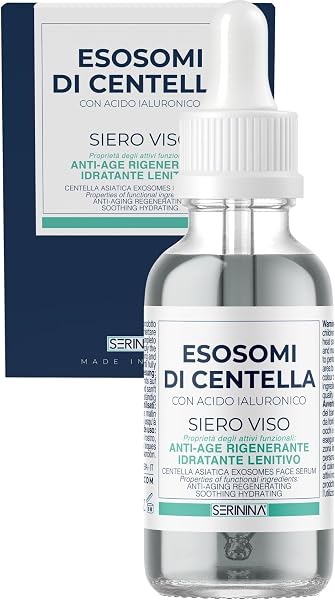 SERININA Siero Viso Esosomi Centella Asiatica con Acido Ialuronico - Idratante Anti-Age Protettivo - Pelle Sensibile - Glass Skin K-Beauty - 97% Naturale - 30ml - 1