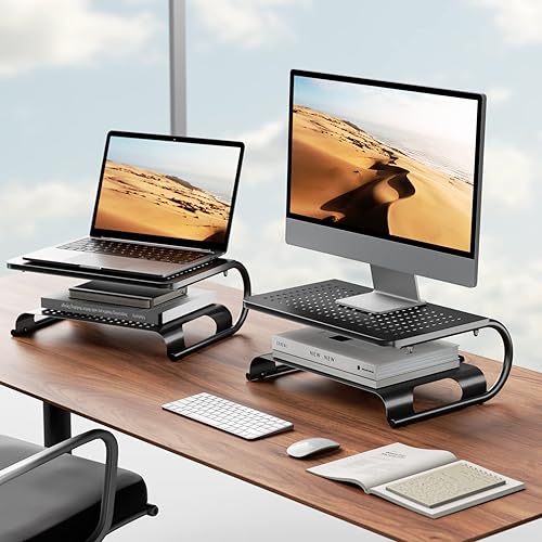 Miniatura 6 de WALI Bundles-Soporte elevador para monitor y soporte elevador de escritorio para computadora