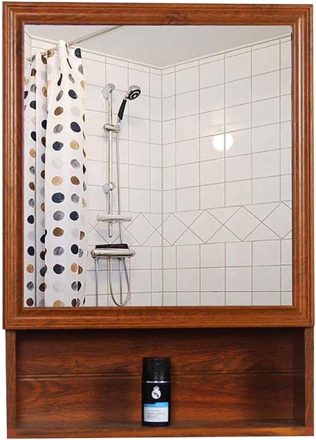 Waterproof Aluminum Bathroom Mirror Cabinet, 19.6" x 27.5" Wall-Mounted Storage with Mirror, Gold Oak, Large Capacity