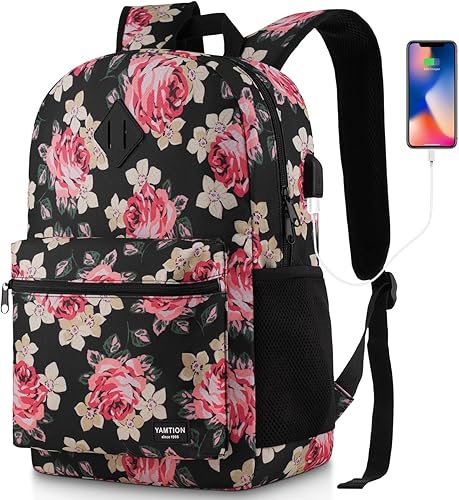 YAMTION Mochila para laptop, mochila con puerto USB para trabajo universitario