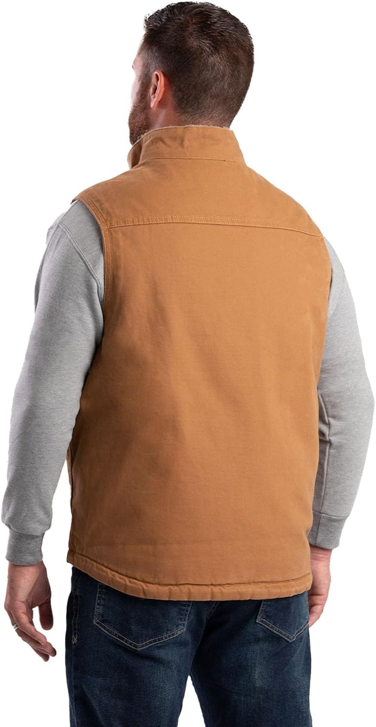Berne Men's Heartland Sherpa-Lined Washed Duck Vest - Image 2