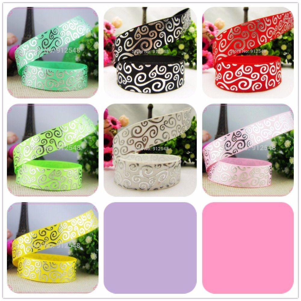 Generic 10yards : YJHSMY 14111669, 22 мм серебряными Узорами горячая Отпечатано grosgrain ленты, DIY принадлежности к одежде, свадебный подарок упаковочных материалов