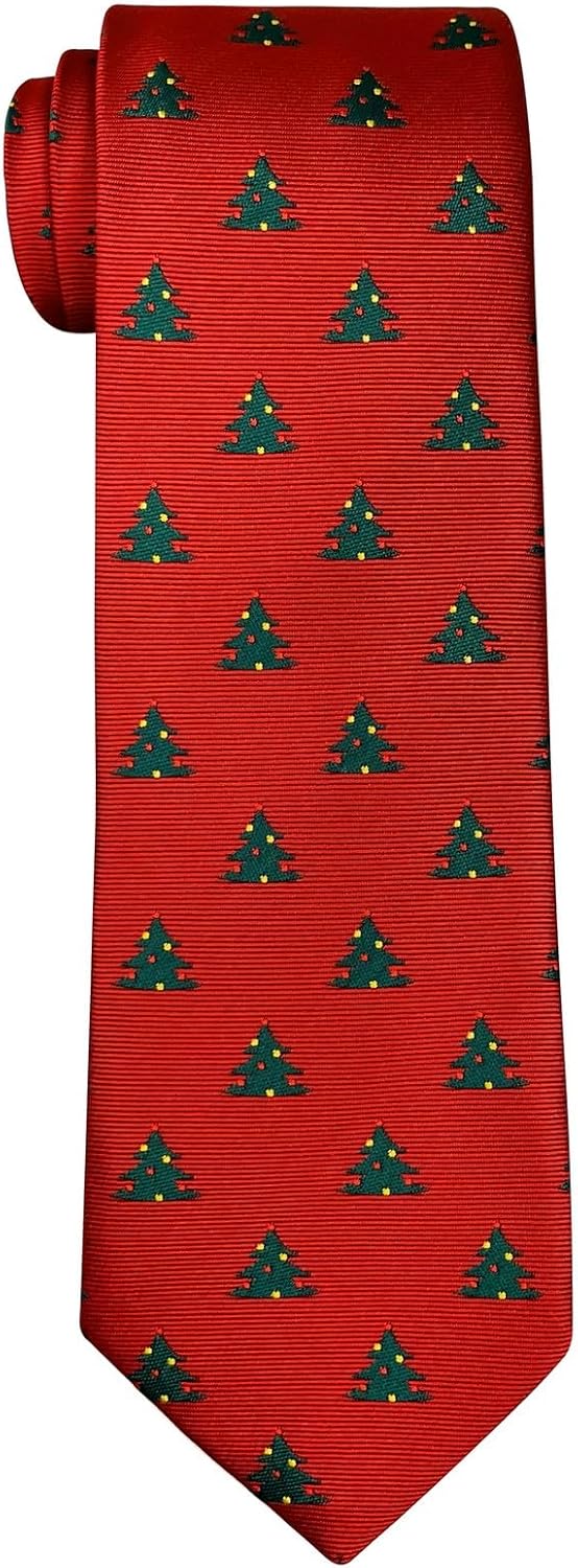 Retreez Delightful Christmas Tree Pattern Woven Boy's Tie - 8-10 years