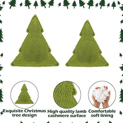 Miniatura 5 de Soaoo 2 almohadas decorativas para árbol de Navidad, cojines decorativos de sherpa para árbol de Navidad, almohada de árbol de Navidad para fiesta,