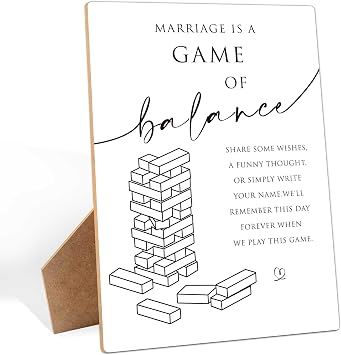 Wedding Guest Book Alternative Sign, 811 Inches Wooden Sign With Stand, Jenga Guestbook Sign, Minimalist Tabletop Decor for Bridal Shower, Wedding Reception, Event Party Favor Supplies-9