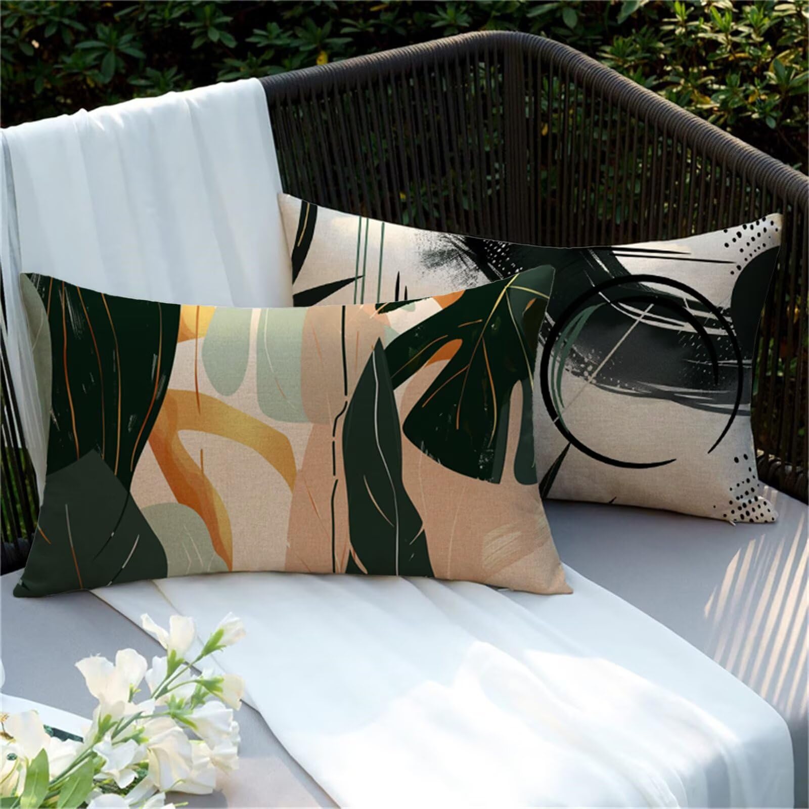 Housse Coussin 70x90 Lot de 2 Coussins Canape Moderne Coussin Exterieur Impermeable, Rectangulaire Taie Oreiller Usine Protege Oreiller, Coussins Canapé pour Salon de Jardin Decoration Maison Y2-545