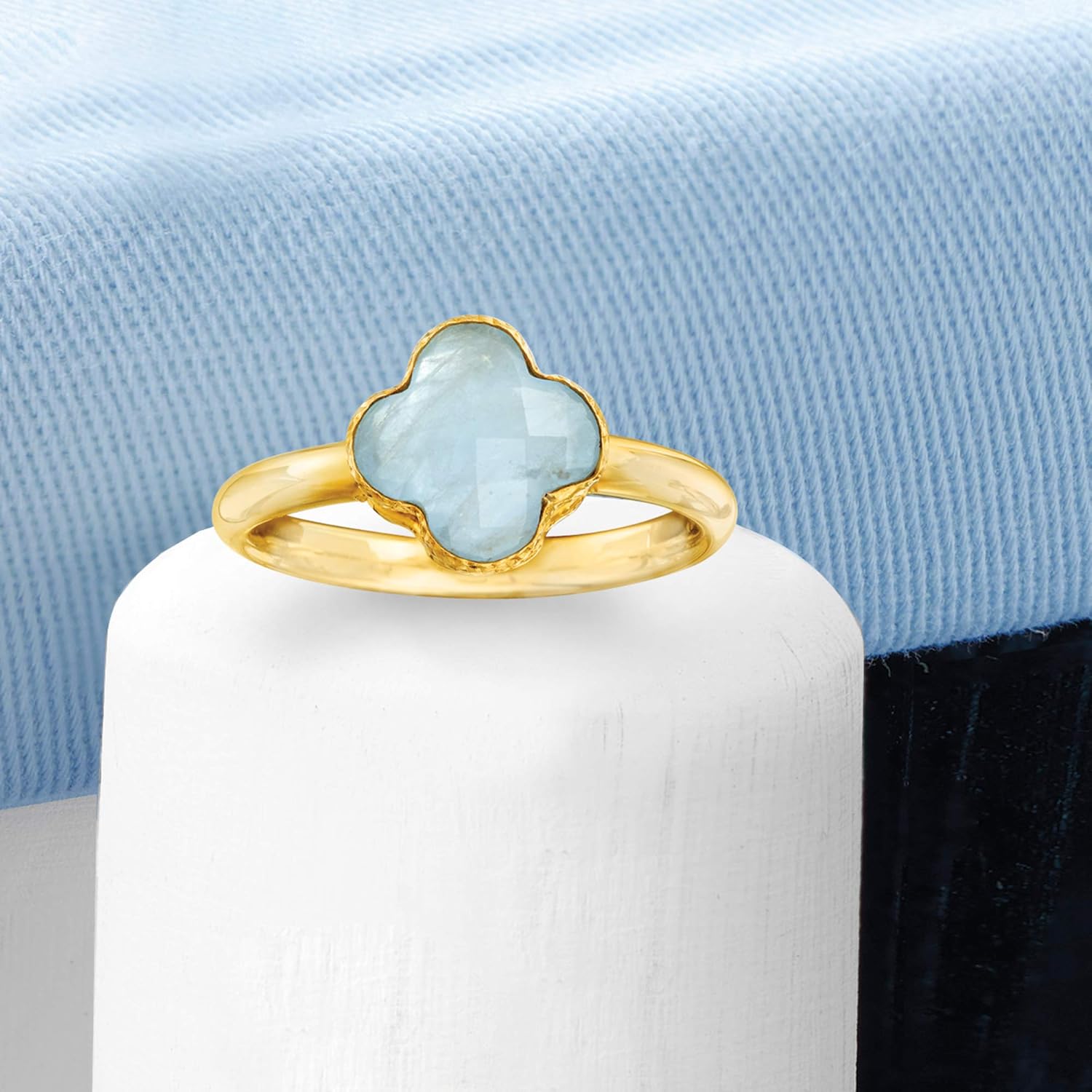 Ross-Simons Italian 1.40 Carat Aquamarine Clover Ring in 14kt Yellow Gold