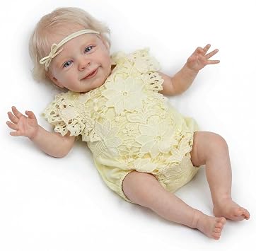 KAWAYII -18Inch Reborn Baby Dolls Realistic Cloth Body Girl Newborn Lifelike Baby Doll Blond Hair Dolls Toy Gifts for Kids Age 3+