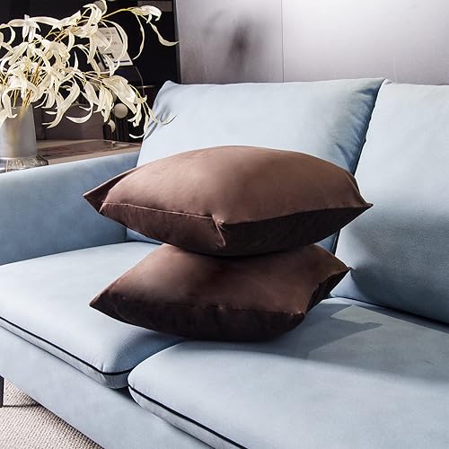 Miniatura 10 de Juego de 2 fundas de almohada de terciopelo verde azulado para sofá, fundas de almohada cuadradas de terciopelo suave decorativas de lujo para cama,