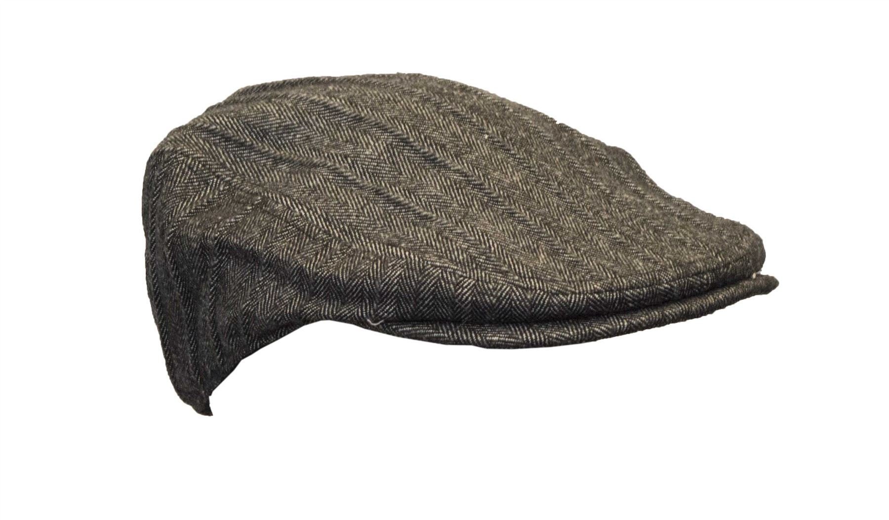 Walker & Hawkes - Uni-Sex Wool Traditional Classic Flat Cap - Black - S (57cm)
