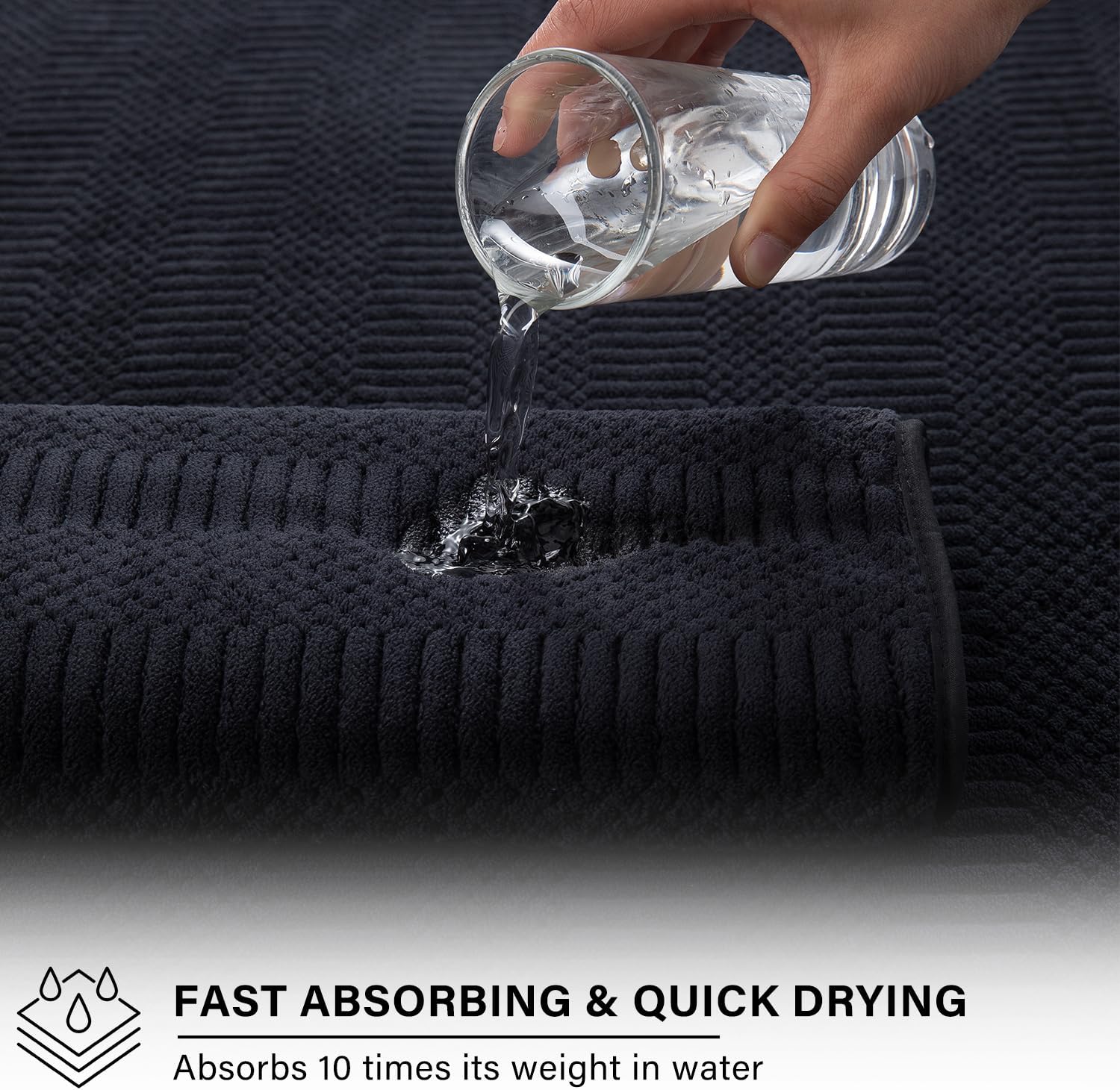 Hailea 8 Piece Oversized Bath Towels Set Black,2 Extra Large Bath Sheets,2 Hand Towels and 4 Washcloths 600 GSM Soft Bathroom Towel,Highly Absorbent Quick Dry Towels Set for Bathroom,Hotel and Spa - Image 4