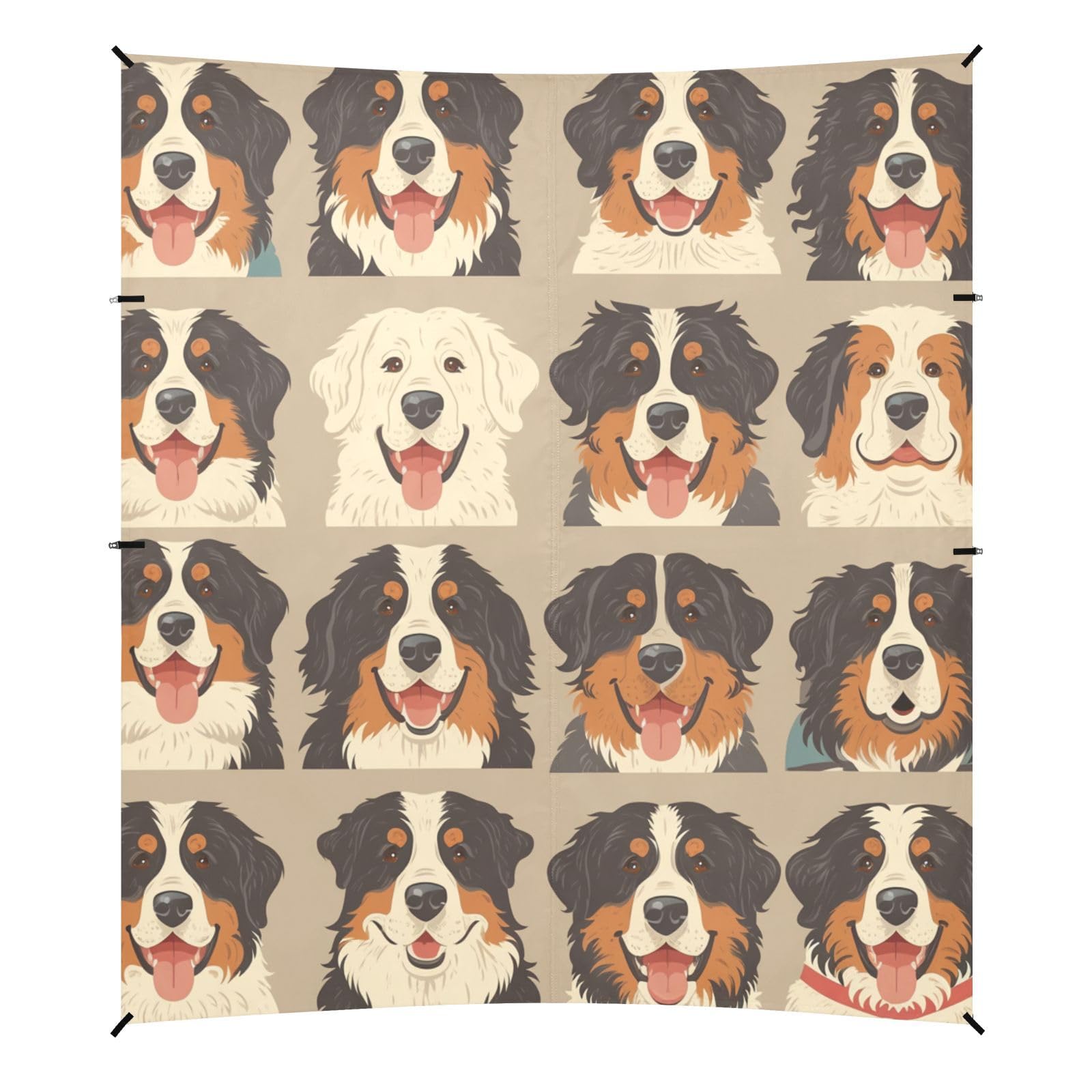 Cute Mountain Dogs Faces Beach Cabana UPF50+ Lightweight Sun Shade with Carrying Bag for Camping, Picnics, Backyard & Fishing