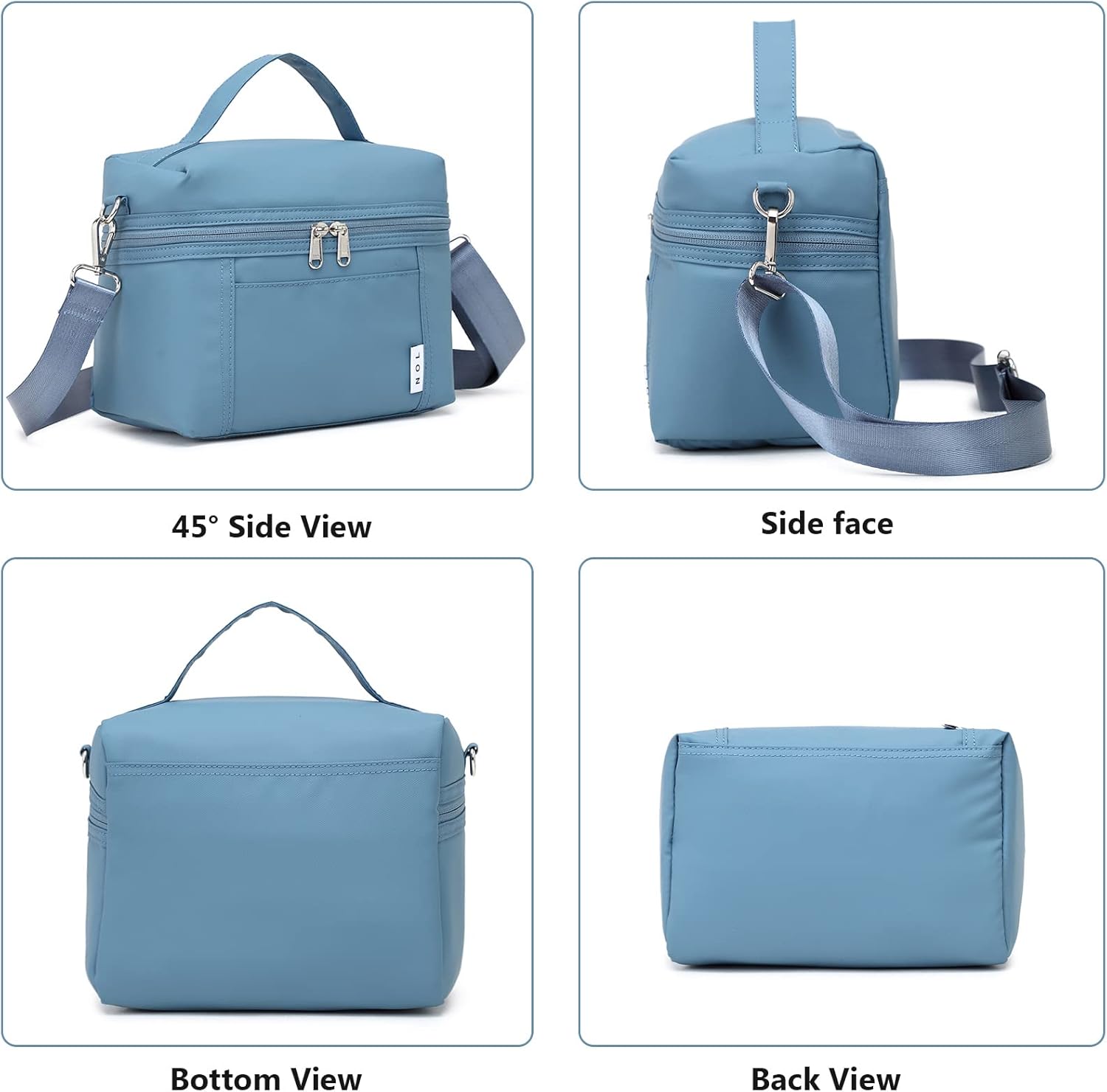 NOL Natural Organic Lifestyle Small Insulated Lunch Bags for Women Cooler Bag Lightweight Nylon Waterproof Lunch Box For Work (Small, Dusty blue) - Image 8