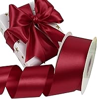 Vista 22 de Cinta de satén rosa polvoriento de doble cara, 3/8 pulgadas x 50 yardas, cintas de poliéster rosa polvoriento para envolver regalos, cinta de tela