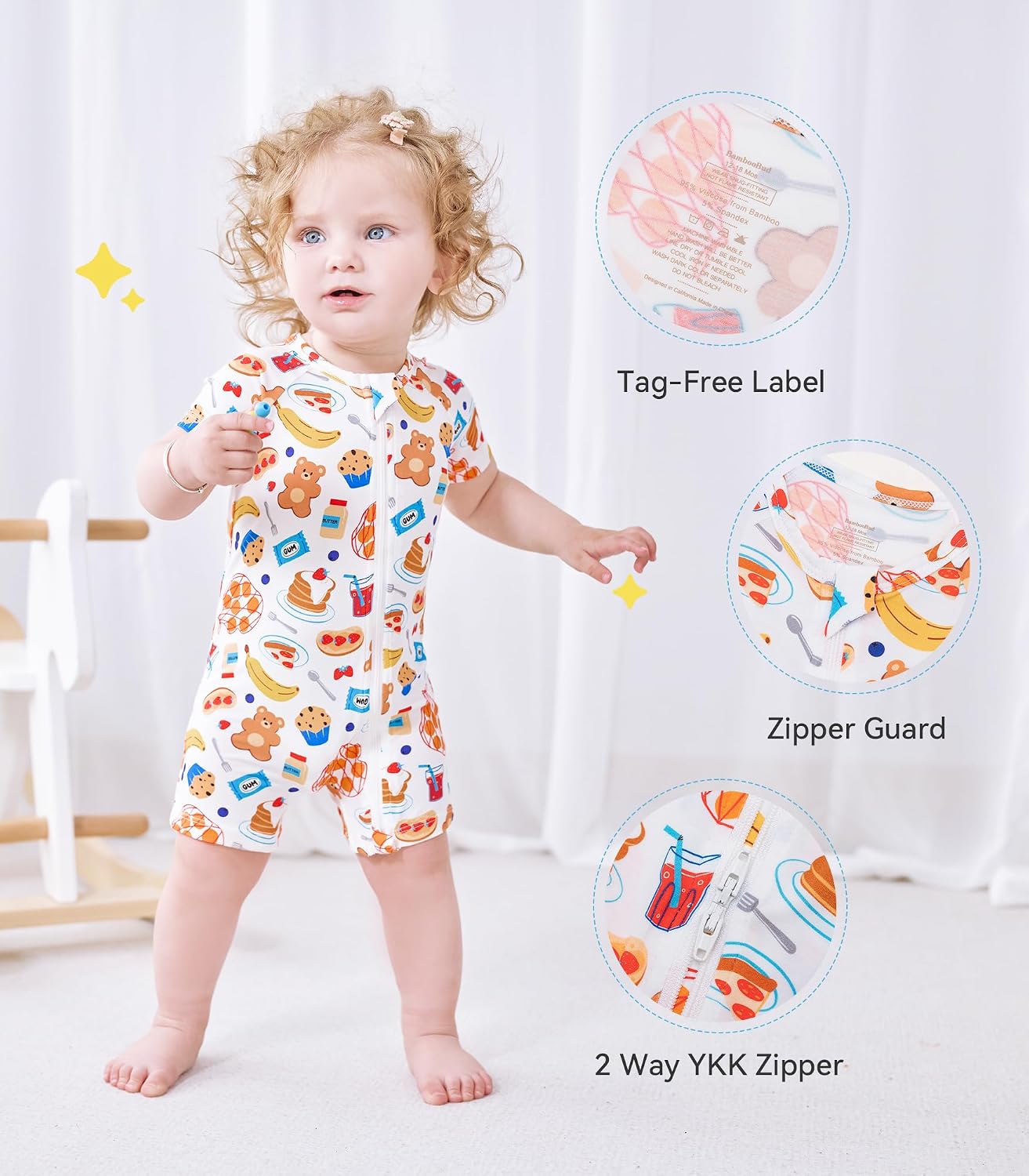 Baby Romper Short Sleeve Boys Girls Rompers Soft Viscose from Bamboo Pajamas Unisex Toddler Sleepwear 0-24Months