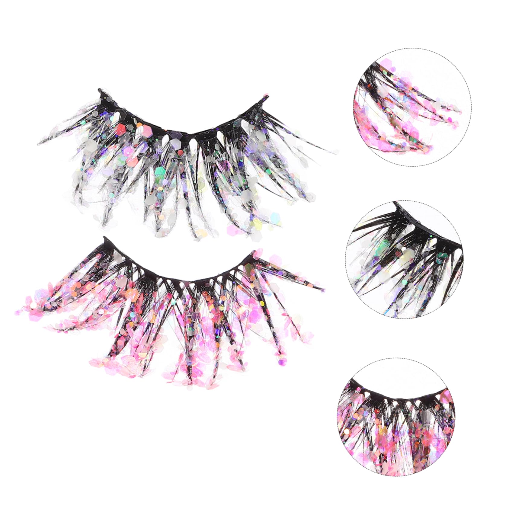 POPETPOP 10paia Luminous Glitter Faux Eyelashes Night Glow Eye Extensions for Women for Parties and Special Occasions
