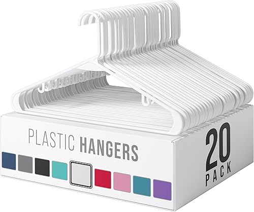 Vista 7 de Perchas de plástico para ropa, paquete de 20 unidades, ganchos de plástico color aguamarina, son perfectas para colgar abrigos y ahorrar espacio