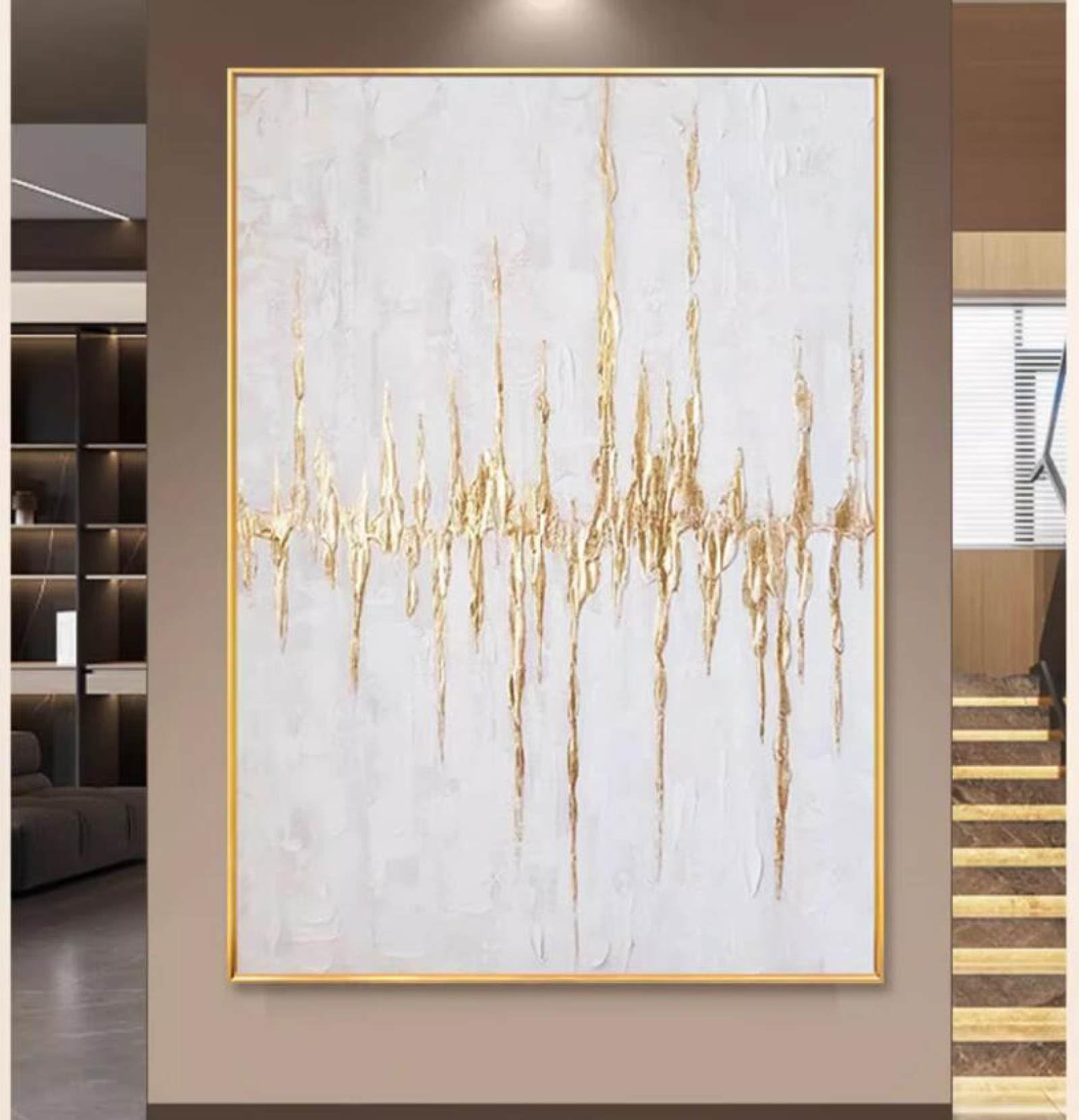 Peinture à l'huile moderne tableau abstrait toile d'art minimaliste 90x90