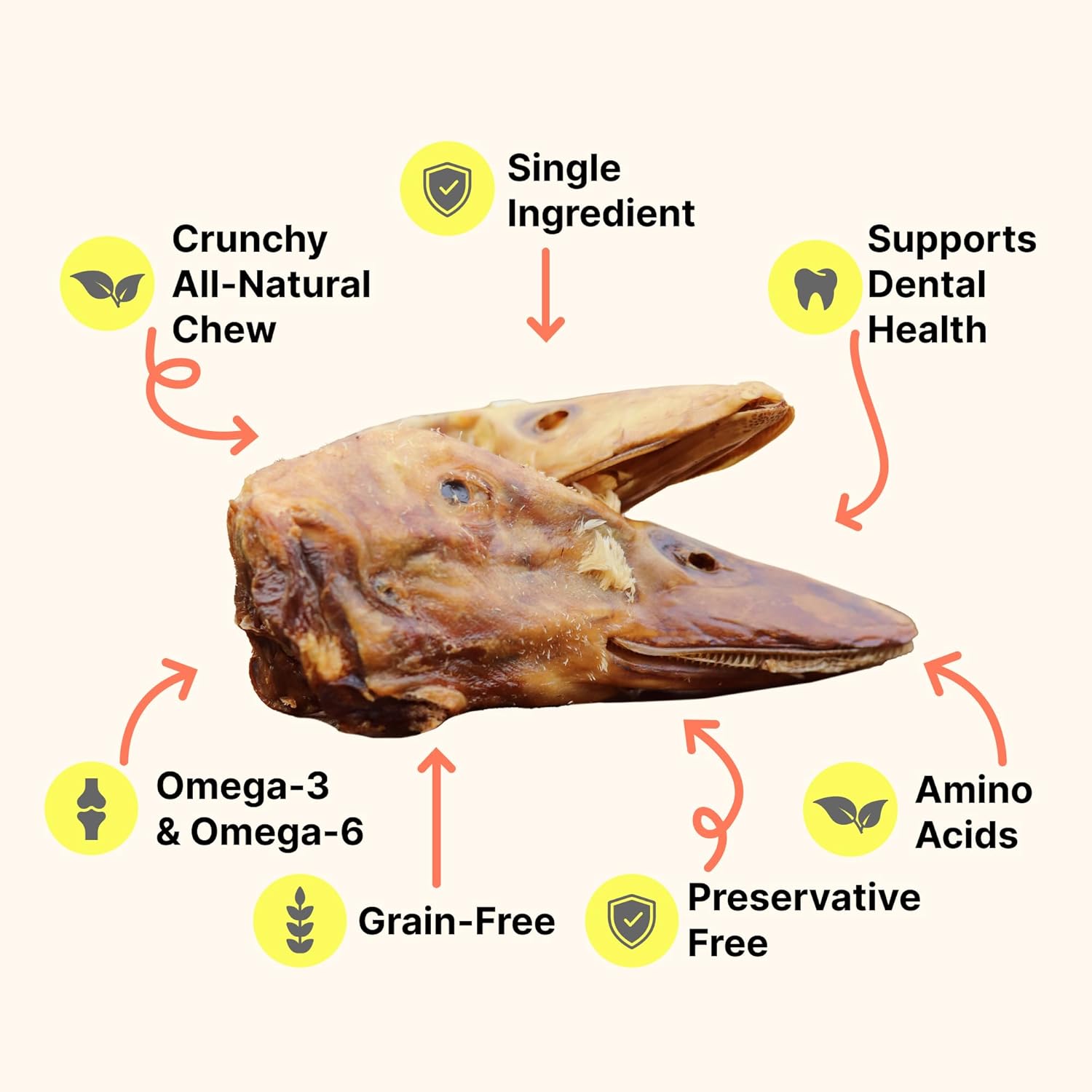 Gaines Family Farmstead Duck Heads for Dogs – 8 Pack, Single Ingredient, Dehydrated Dog Chews – High in Protein, Supports Dental Health & Joint Care – Rawhide-Free Treats, Made in USA