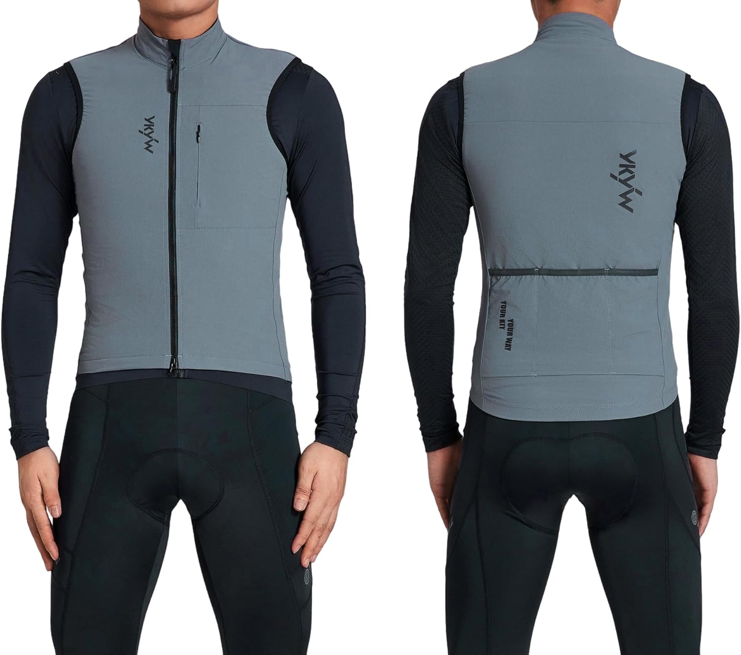 YKYWBIKE Cycling Vest for Men Sleeveless Cycling Jacket Fleece Biking Vest Ykk Full Zip Cycling Gilet Windproof Bike Vest Waterproof Bicycle Gilet