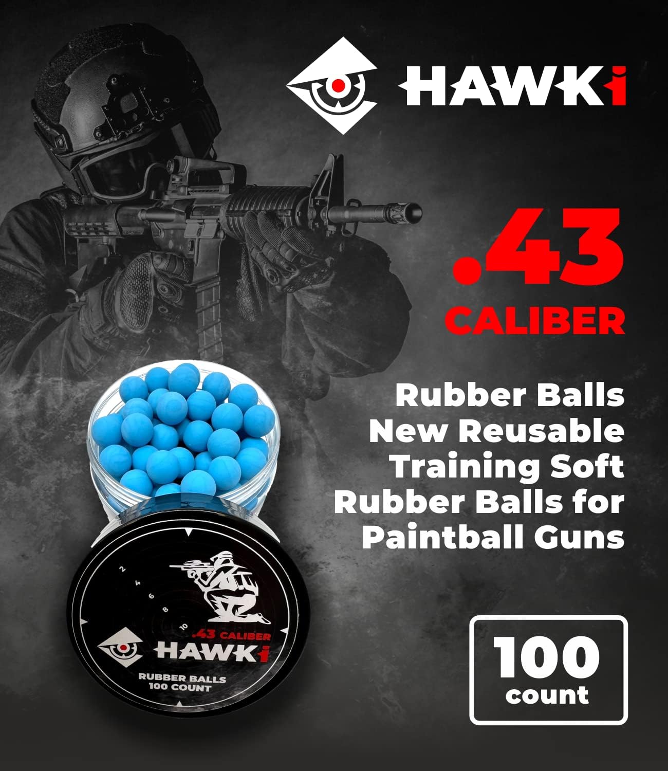 Hawki Rubber Balls .50 or .43 Cal Reusable Training Soft Rubber Balls Less Lethal for Paintball Guns