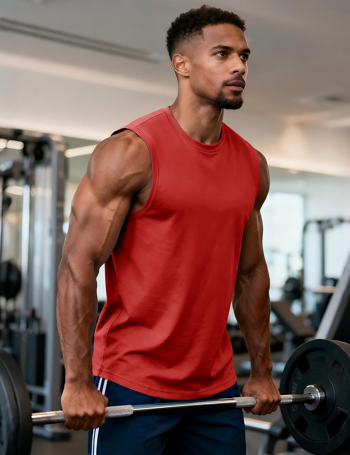 MAGCOMSEN Men's UPF 80+ Tank Top Sleeveless Muscle Shirts Workout Gym Cut Off Shirt Moisture Wicking Polyester Top for Summer - Image 2