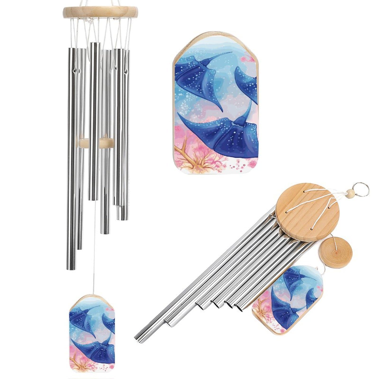 Carillon éolien captivant clochettes de jardin motif raie pour terrasse et balcon