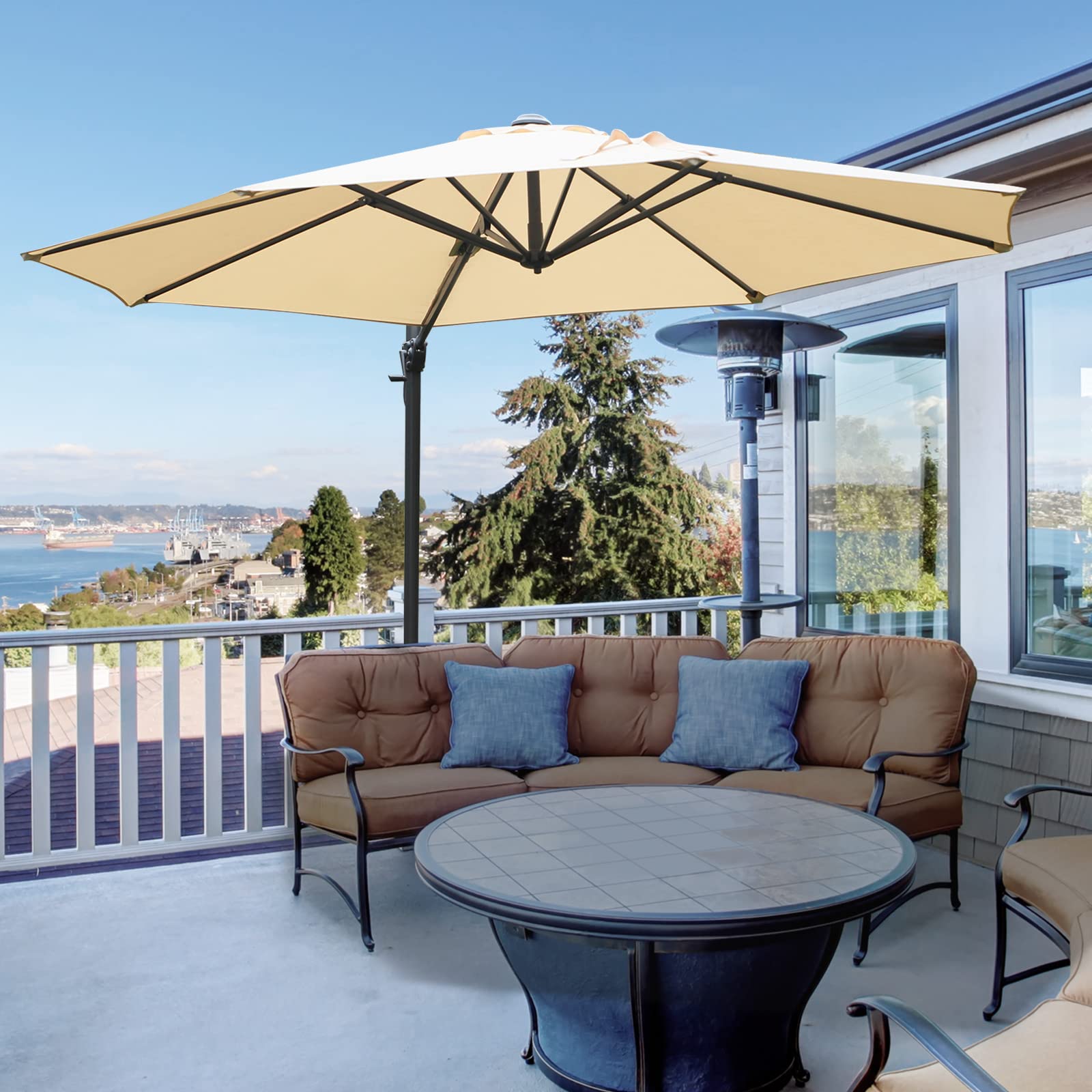 Outsunny Parasol Déporté Octogonal Inclinable