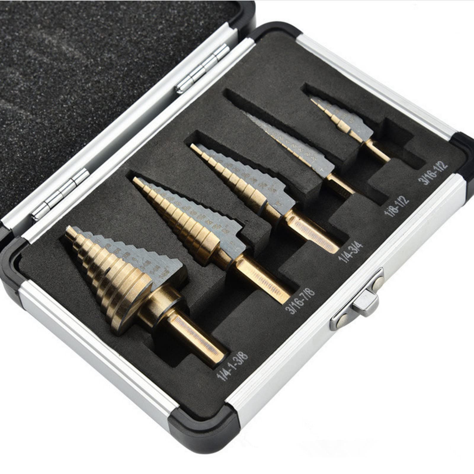 5 pezzi di grandi punte da trapano in cobalto con custodia HSS Step Titanium Core Drill Set di punte da trapano per fori multipli