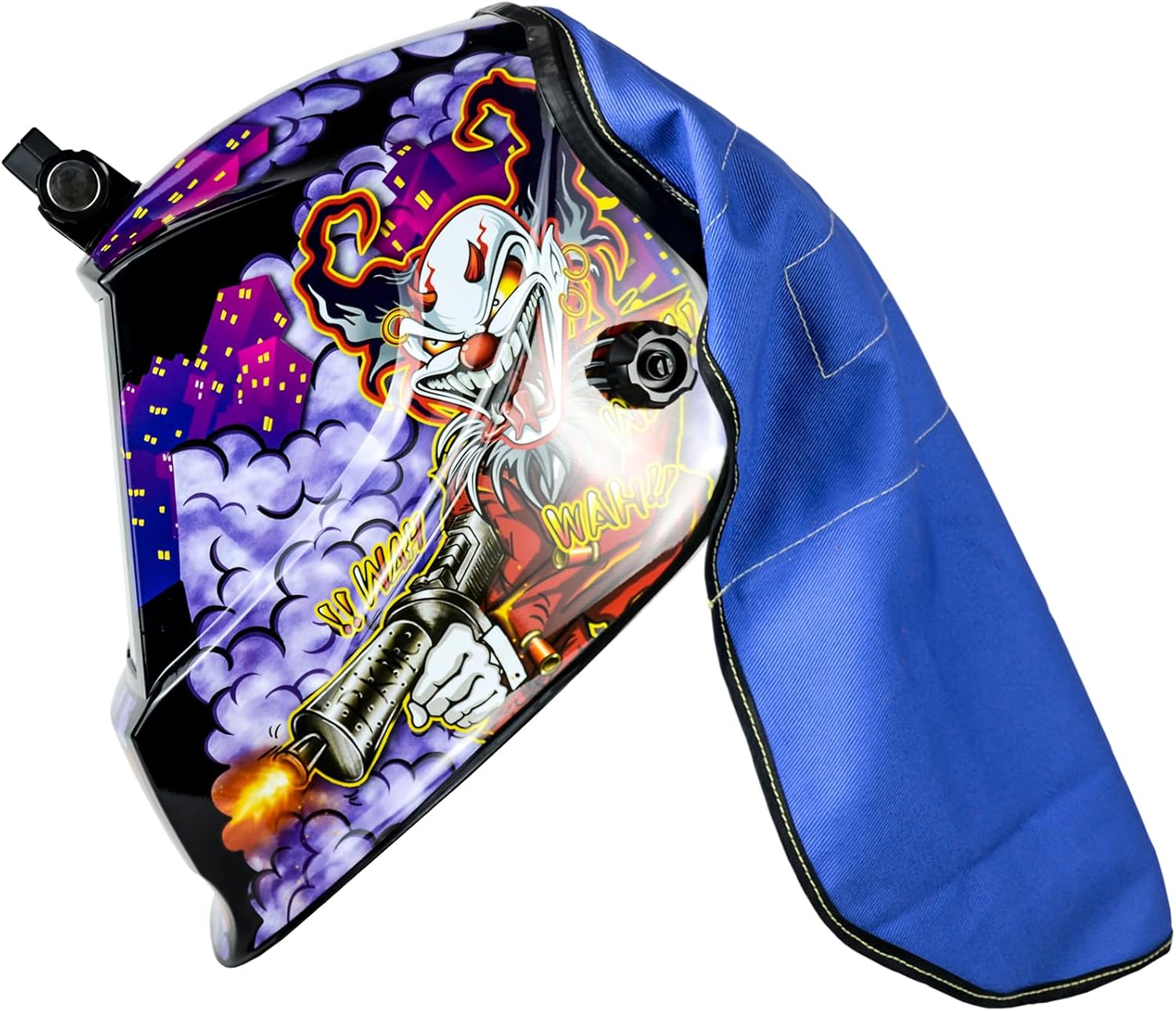 TRQWH Welding Helmet Auto Darkening with LED Light Large View Solar Powered True Color Welding Hood 4 Arc Sensor & Welding Helmet Bib Cover