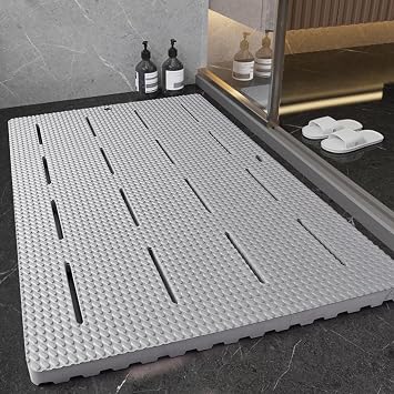 Bath Mat, Large Size, Thick, Anti-Slip, Wash Area, Bathroom Mat, Mildew Prevention, Good Water Drainage, Quick Drying, Antibacterial, Fall Prevention, Soft, Lightweight, Washing Area Mat, Can Be Cut