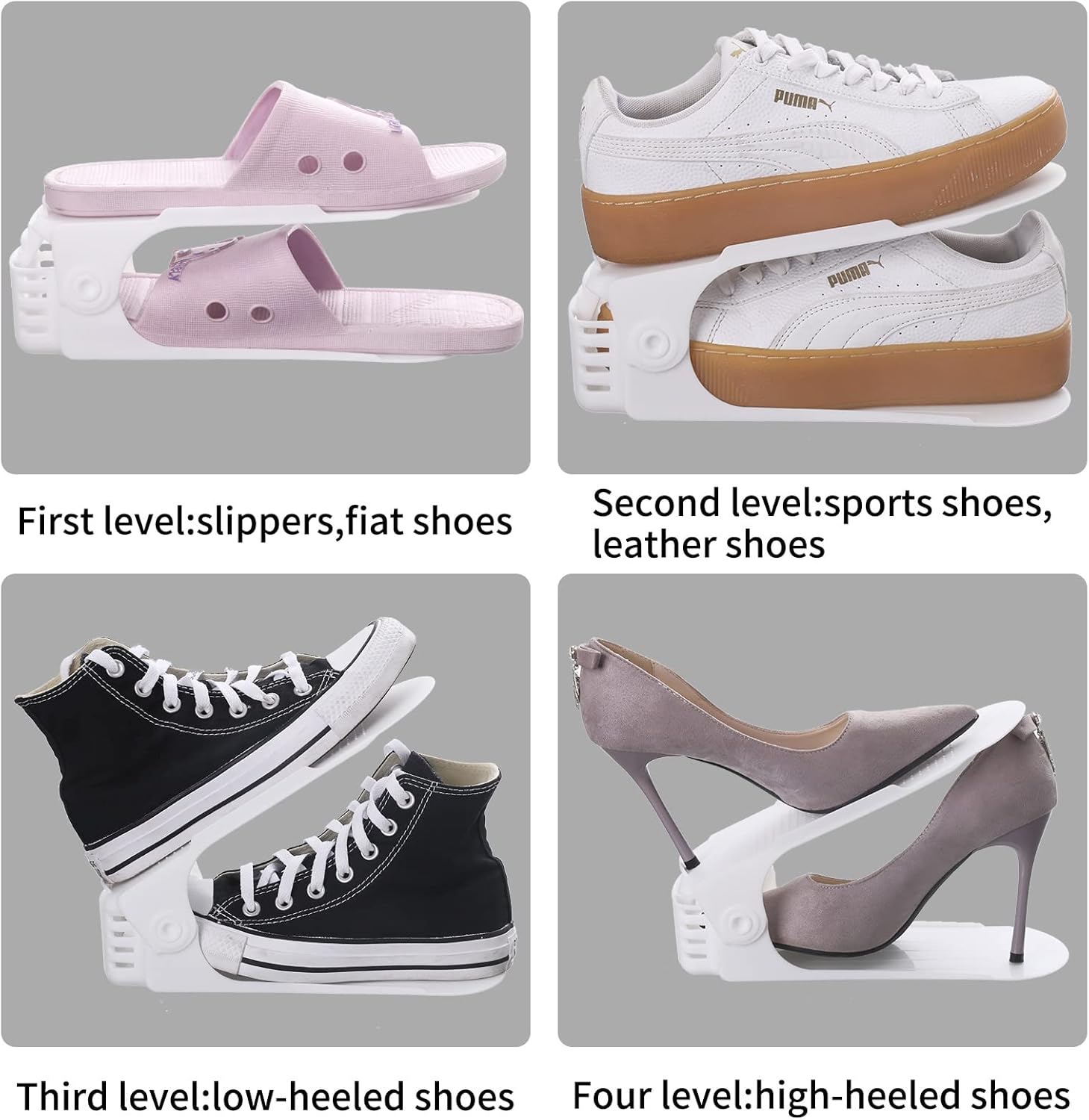 SALE!!【Antigo】Antigo (アンティゴ) シューズスロットオーガナイザー 調節可能なシューズスタッカー 20個 クローゼットの整理用 ダブルデッ マジックテープ スポーツ