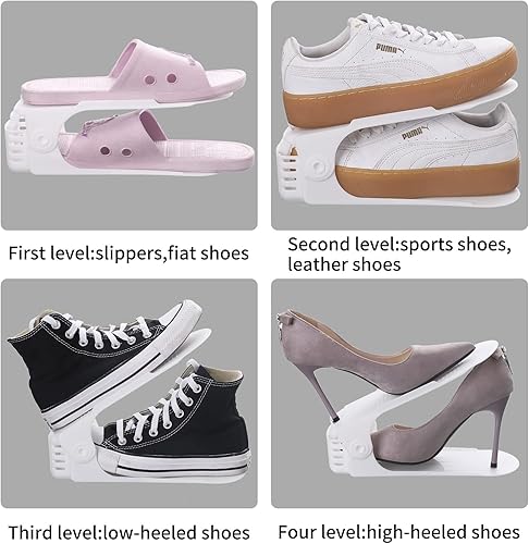 Miniatura 3 de Antigo Organizador de ranuras para zapatos, 20 unidades, apilador de zapatos ajustable para organización del armario, soporte para zapatos de doble