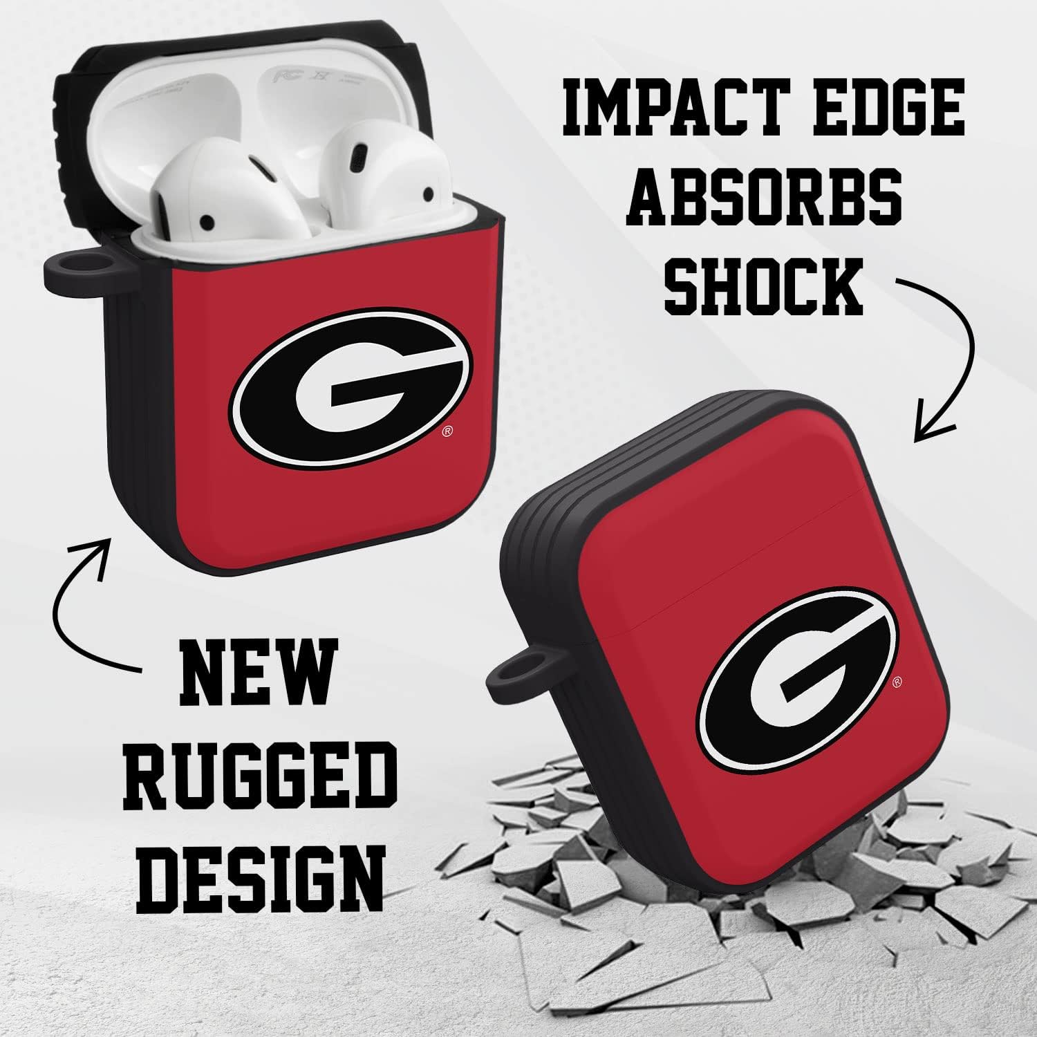 Affinity Bands Georgia Bulldogs HDX Custom Name Case Cover Compatible with Apple AirPods Gen 1 & 2 (Classic)