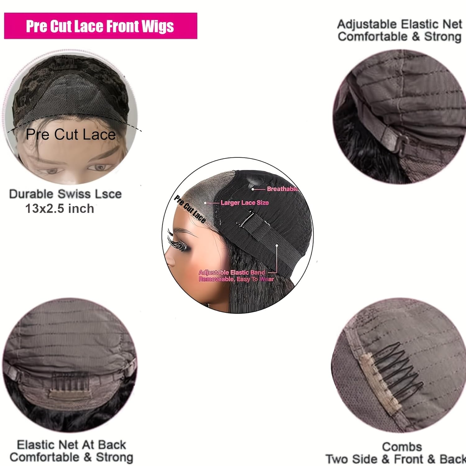 Body Wave Lace Front Wig Synthetic Pre Cut Lace Wig for Hair Beginner Friendly Lace Frontal Wigs Pre Plucked Hairline Colored 180 Density Transparent Lace Wig for Black Women