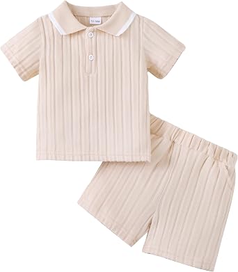 Renotemy Toddler Baby Boys Clothes Summer Outfits Polo Shirt Shorts Set 2Pcs Boys Clothing Sets 12 Month-5T