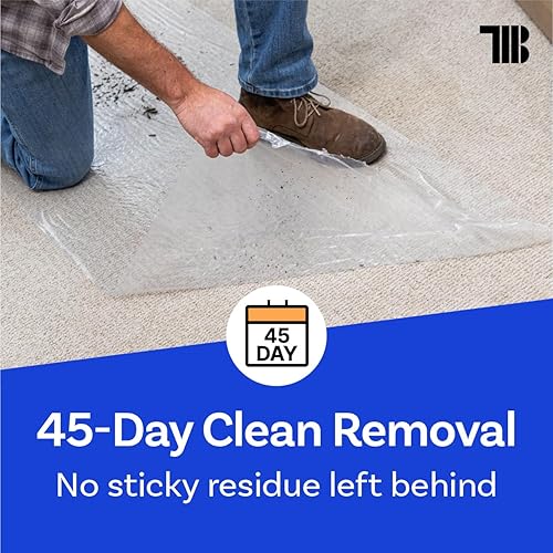 Miniatura 6 de TapeManBlue Rollo de película protectora de alfombra de 36 pulgadas x 200 pies. Fabricado en los Estados Unidos. Fácil de desenrollar, quitar