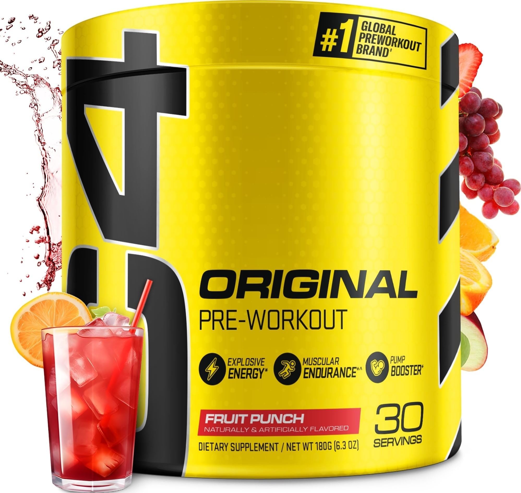 Original Pre Workout Powder with 150mg Caffeine, 30 Servings | Fruit punch flavor with 150mg caffeine, creatine, citrulline & beta-alanine for energy, endurance and pumps.