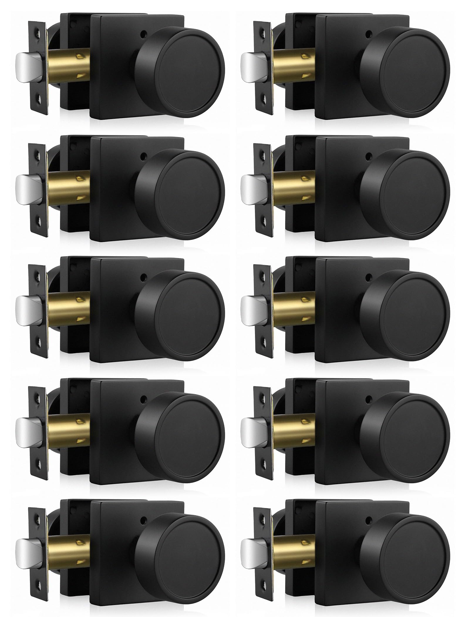 Haidms Matte Black Interior Door Knobs, Square Privacy Door Knobs (10 Pack)