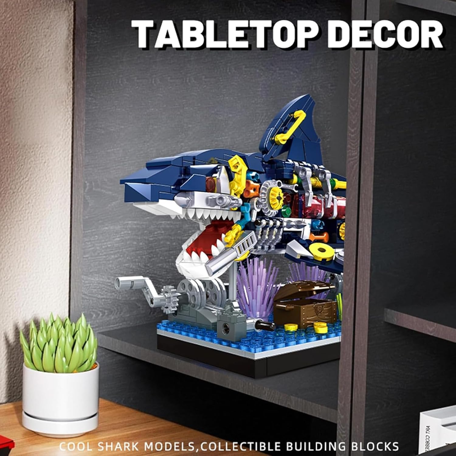 Shark Building Block Set, Ocean Building Set, Cool Mechanical Rotatable Shark Toys, Birthday Creative Ideas Gifts for Adults (499 Pcs)