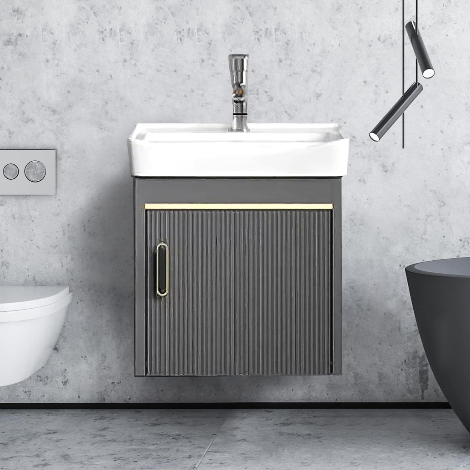 Wall Mounted Vanity,16 Inch Compact Wall Mounted Vanity with Sink,Floating Bathroom Vanity,Mini Bathroom Vanity for Compact Bathrooms (Americana)