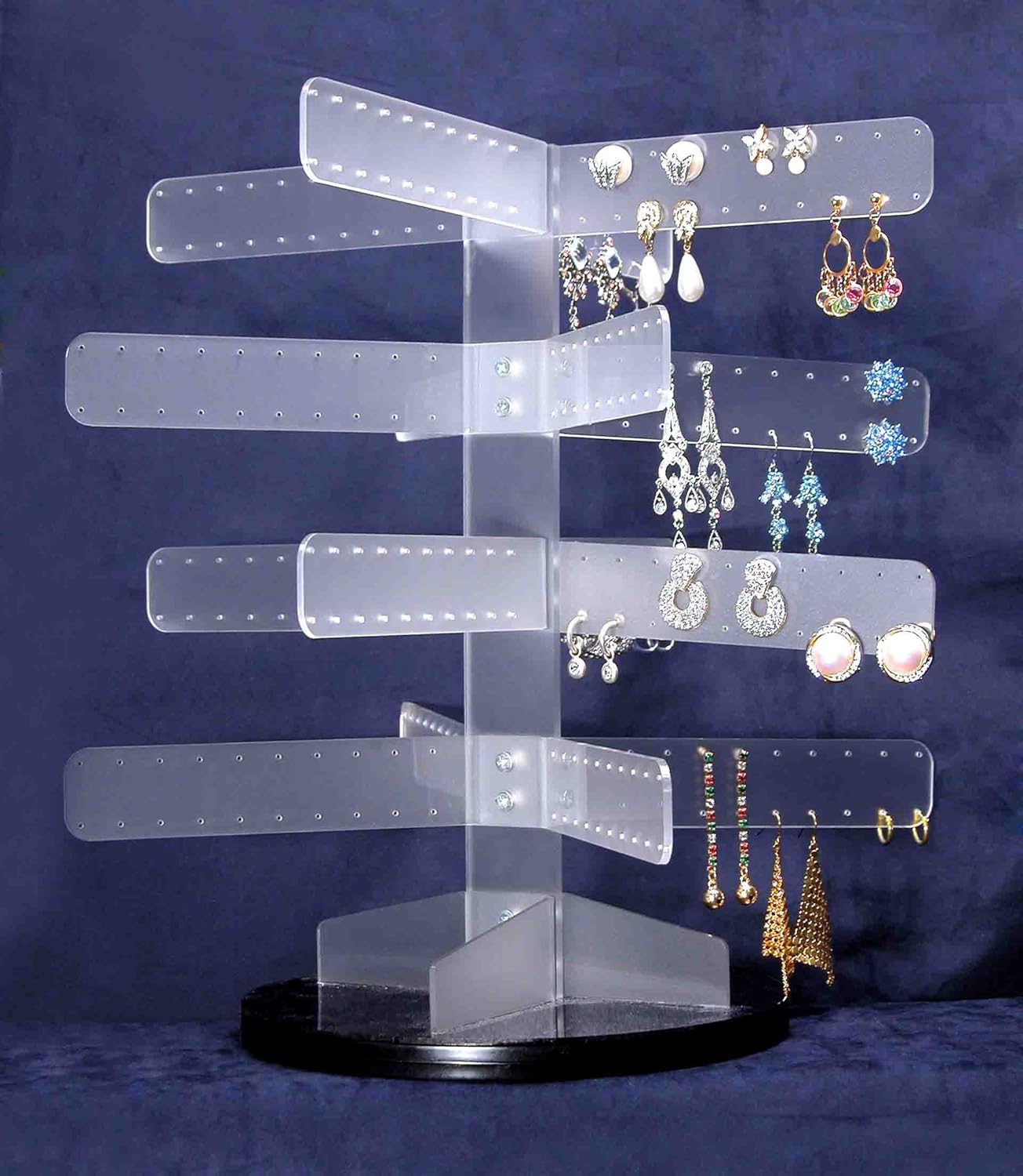 Frosted White Acrylic Tree Jewelry Tree up to 160 Pair Earring Display Rotating Stand